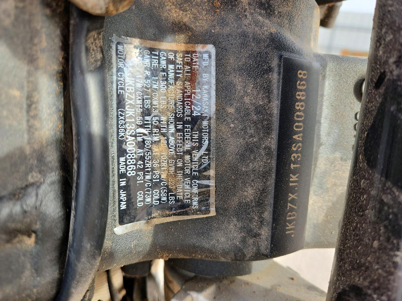 2025 Kawasaki Zx636 VIN JKBZXJK13SA008868 photo 10