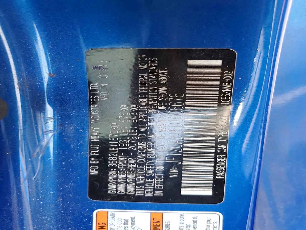 2013 Subaru Brz VIN JF1ZCAB16D1606676 photo 12