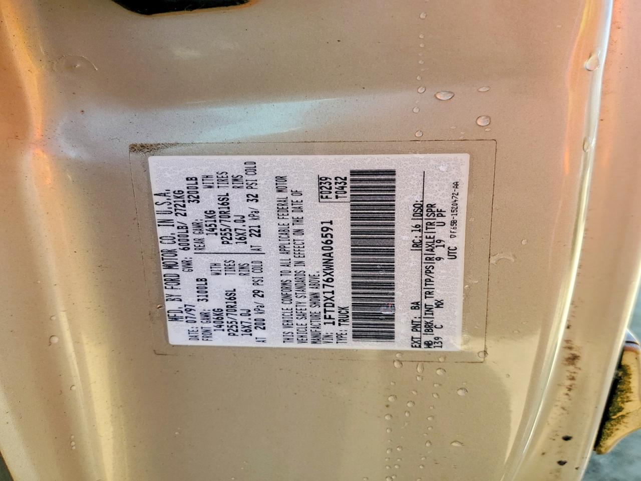 1998 Ford F150 VIN 1FTDX176XWNA06591 photo 12