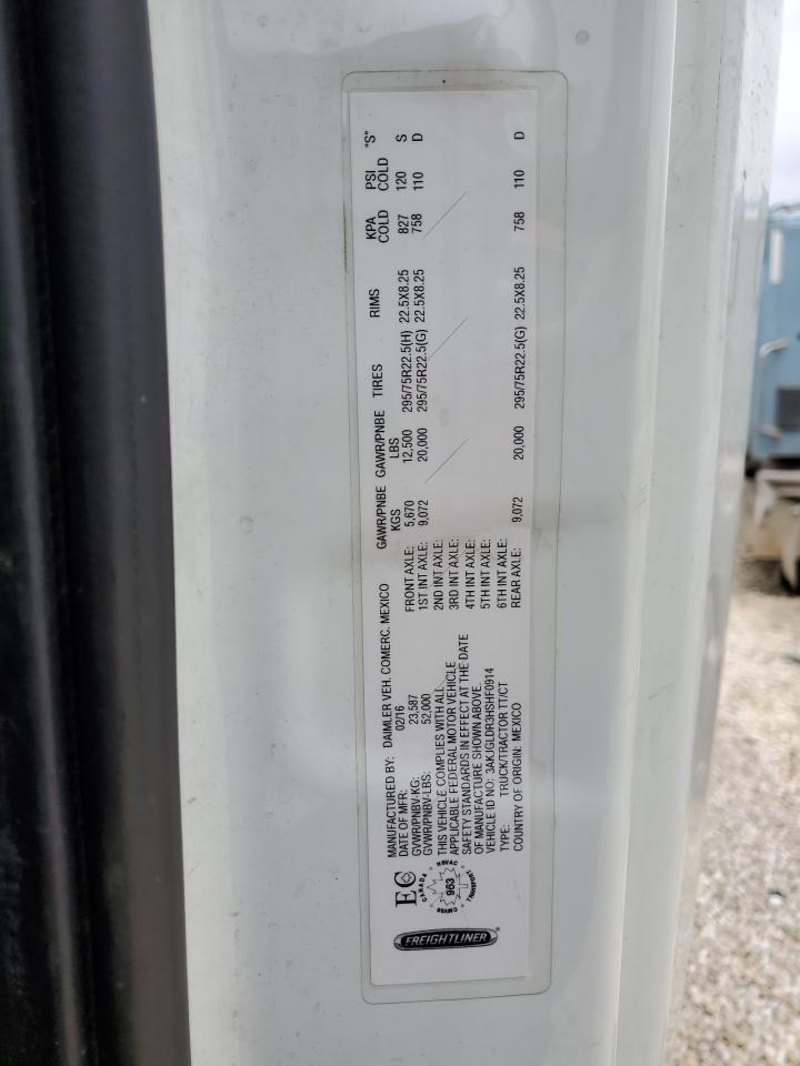 2017 FREIGHTLINER CASCADIA 125 VIN 3AKJGLDR3HSHF0914 photo 10