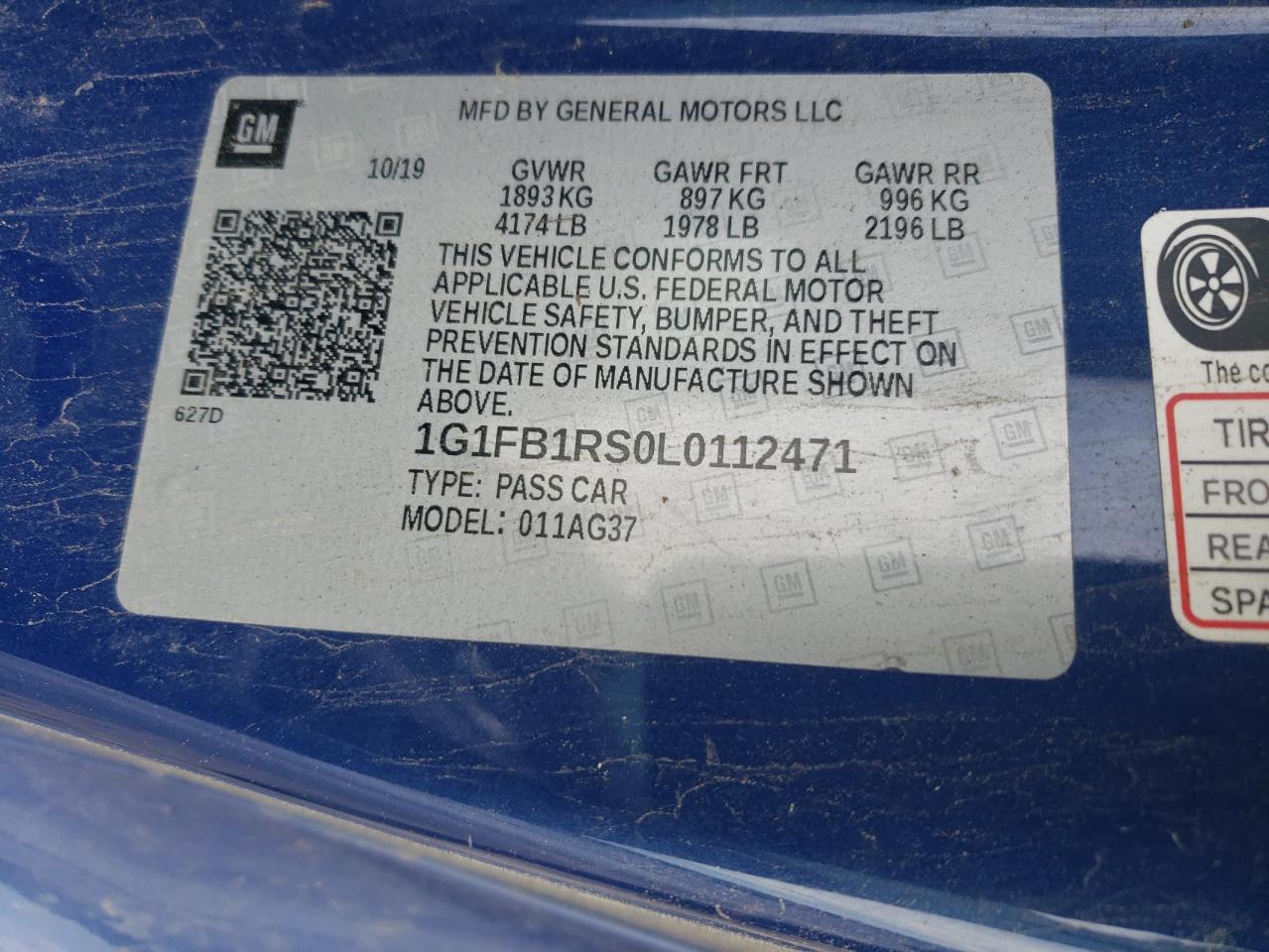 2020 CHEVROLET Camaro VIN 1G1FB1RS0L0112471 photo 12