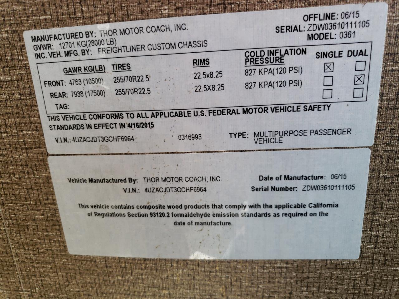 2016 FREIGHTLINER CHASSIS XC VIN 4UZACJDT3GCHF6964 photo 10