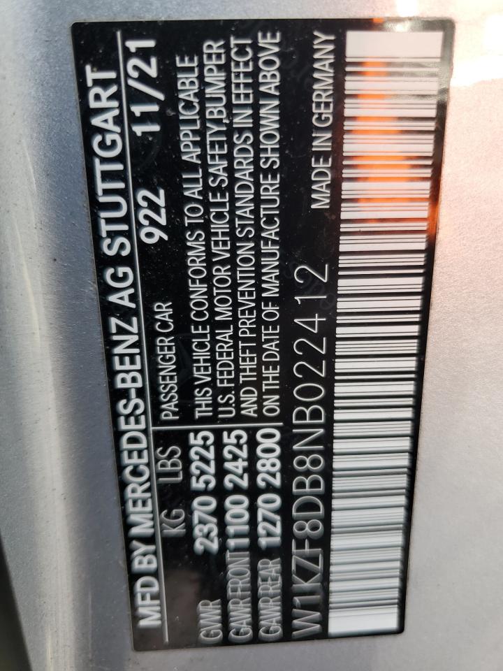 2022 MERCEDES-BENZ E-class VIN W1KZF8DB8NB022412 photo 12