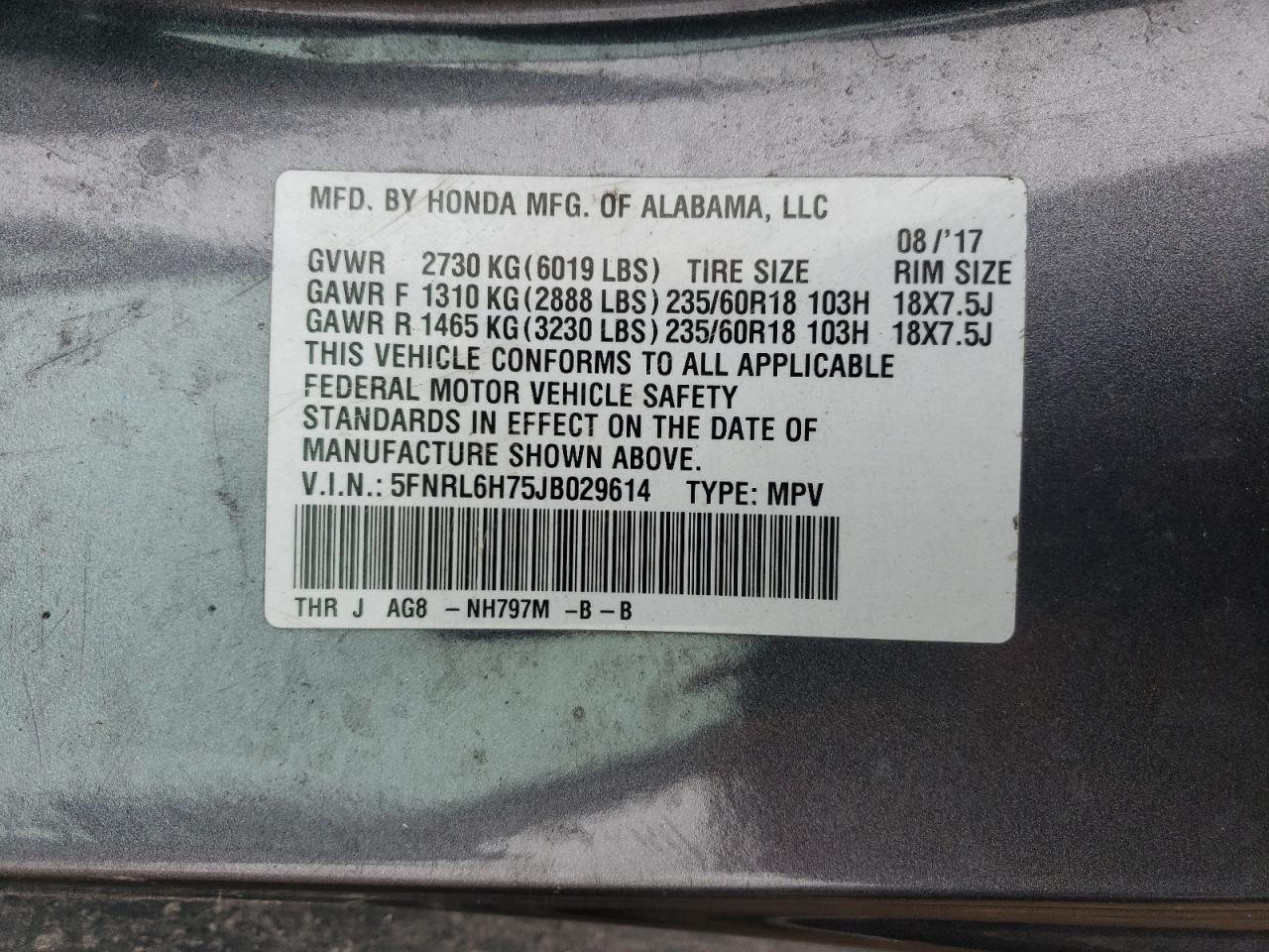 2018 HONDA Odyssey exl VIN 5FNRL6H75JB029614 photo 12