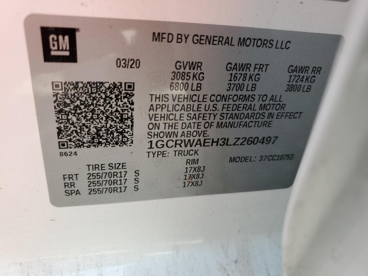 2020 Chevrolet All models VIN 1GCRWAEH3LZ260497 photo 12