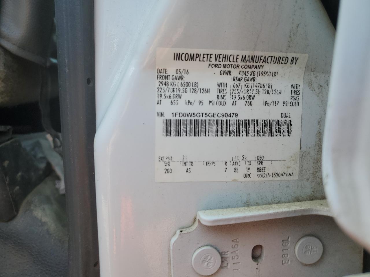 2016 FORD F550 VIN 1FD0W5GT5GEC90479 photo 12