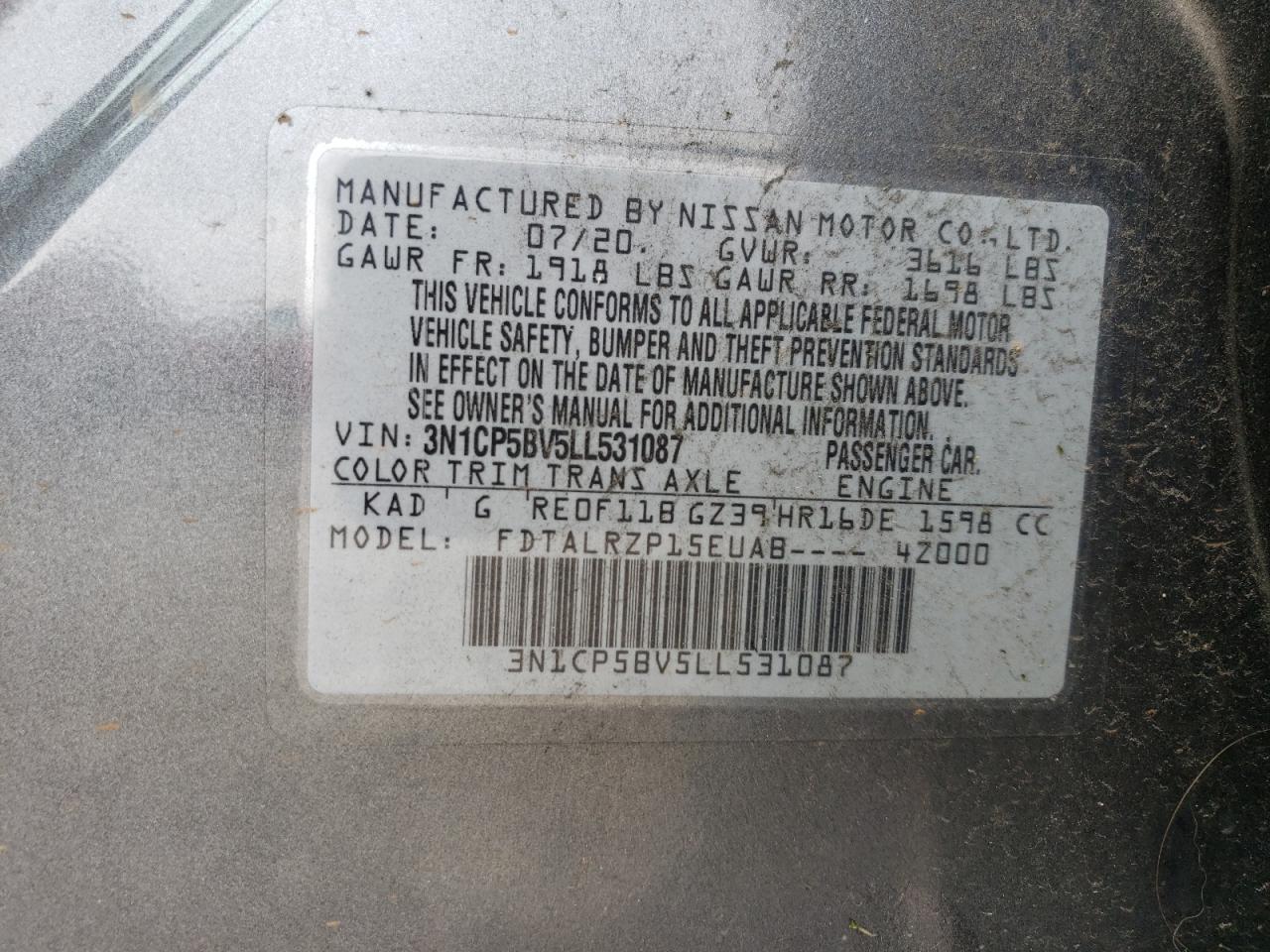 2020 NISSAN Kicks VIN 3N1CP5BV5LL531087 photo 12