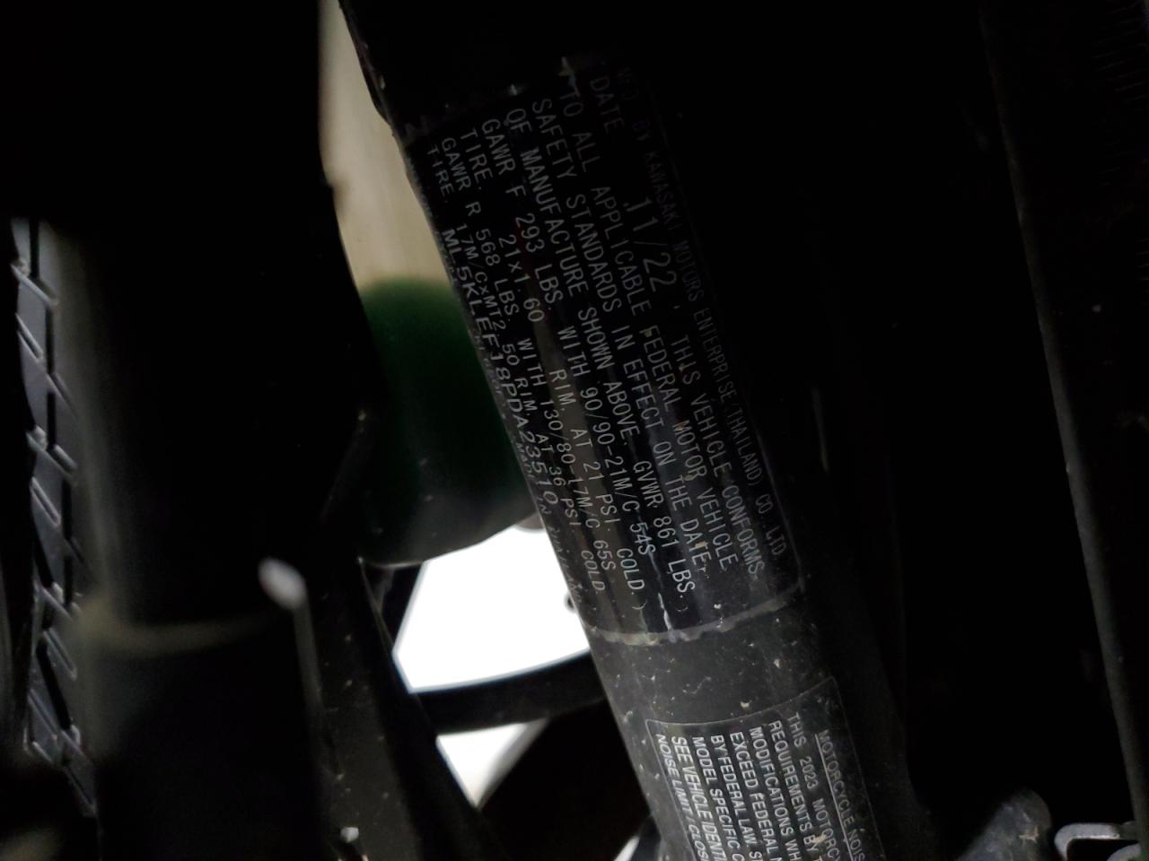 2023 KAWASAKI KL650 F VIN ML5KLEF18PDA23510 photo 10