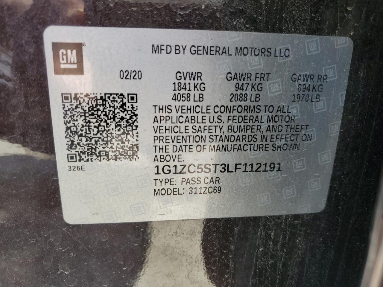 2020 CHEVROLET Malibu VIN 1G1ZC5ST3LF112191 photo 12