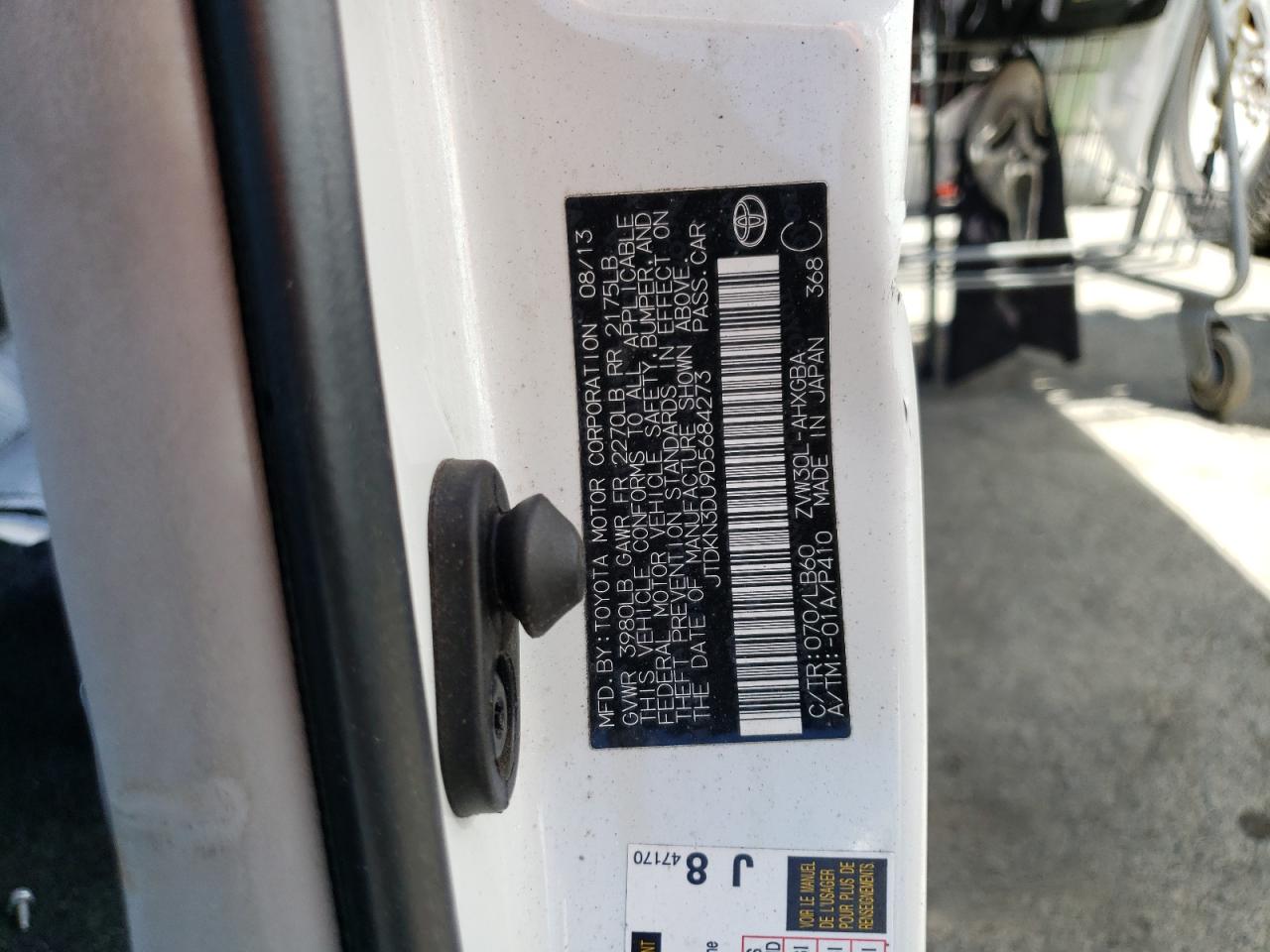 2013 TOYOTA Prius VIN JTDKN3DU9D5684273 photo 12