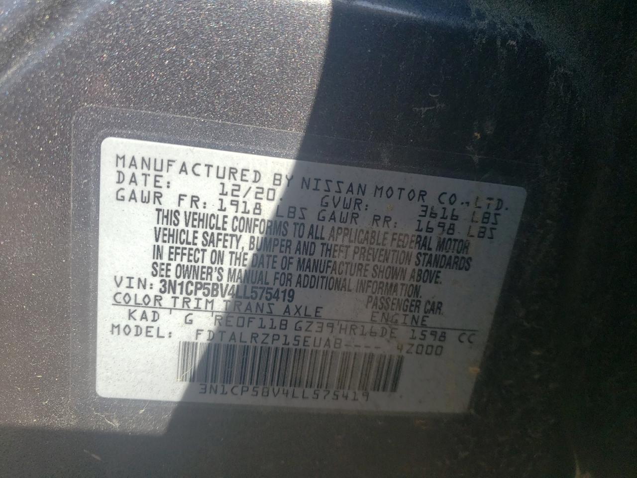 2020 NISSAN Kicks VIN 3N1CP5BV4LL575419 photo 12