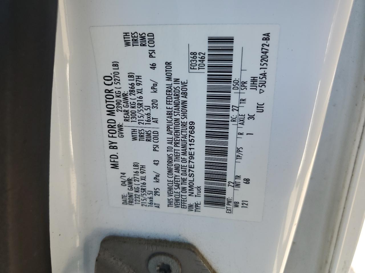2014 FORD Transit VIN NM0LS7E79E1157689 photo 12