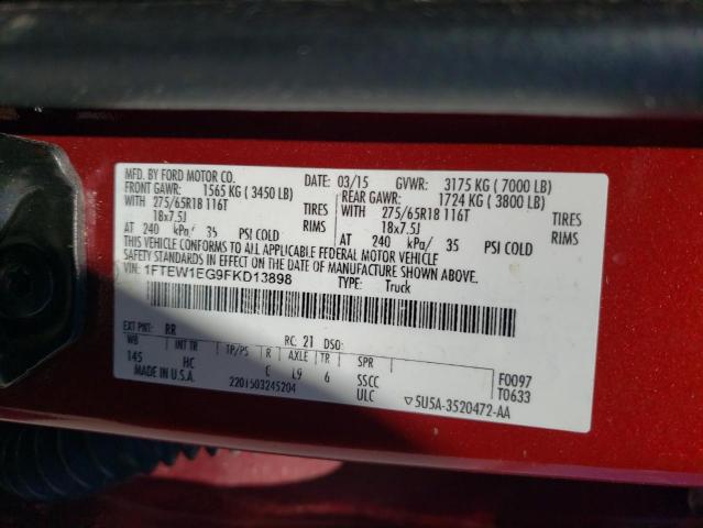 2015 FORD F-150 VIN 1FTEW1EG9FKD13898 photo 12