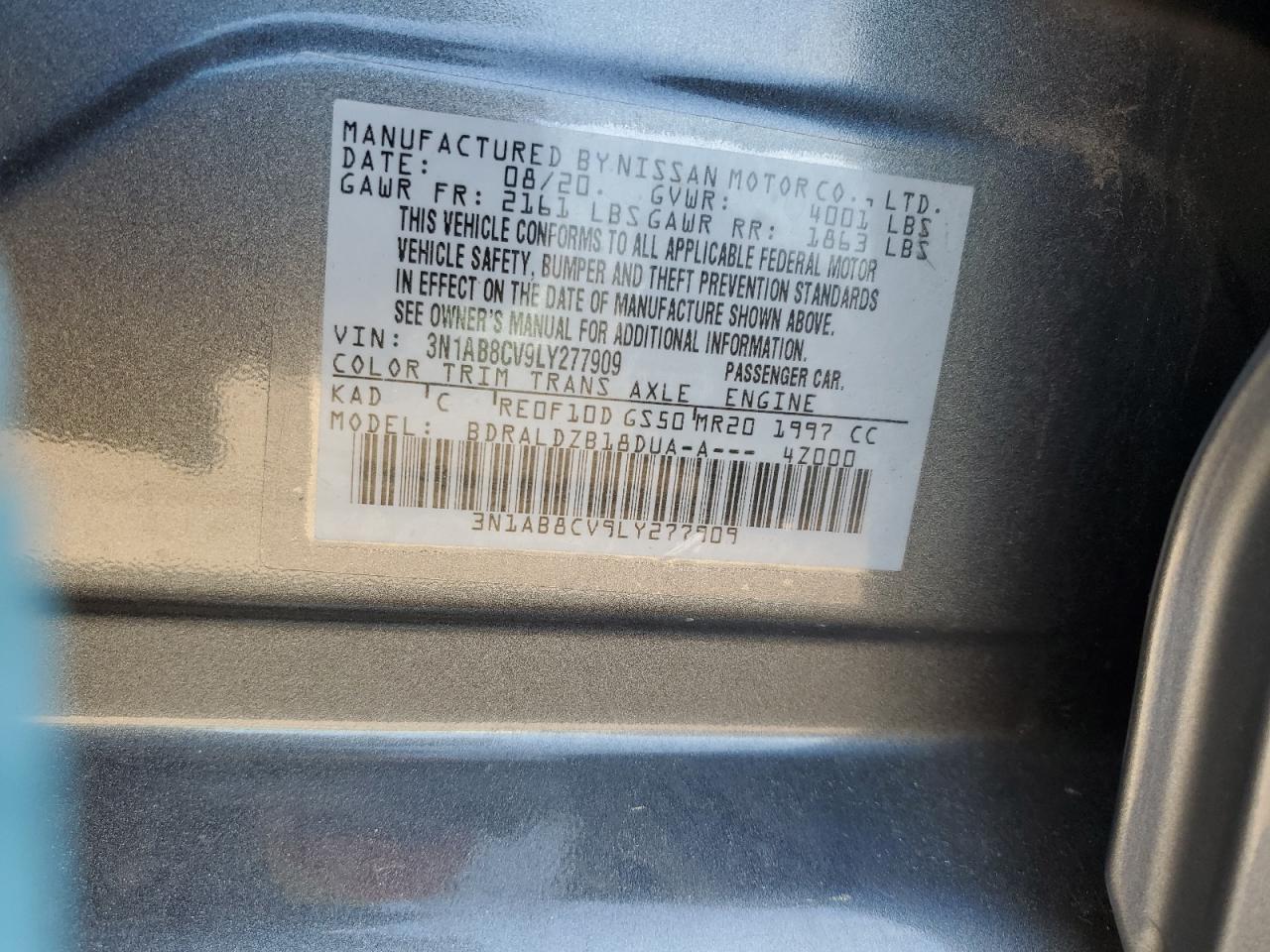 2020 NISSAN Sentra VIN 3N1AB8CV9LY277909 photo 12