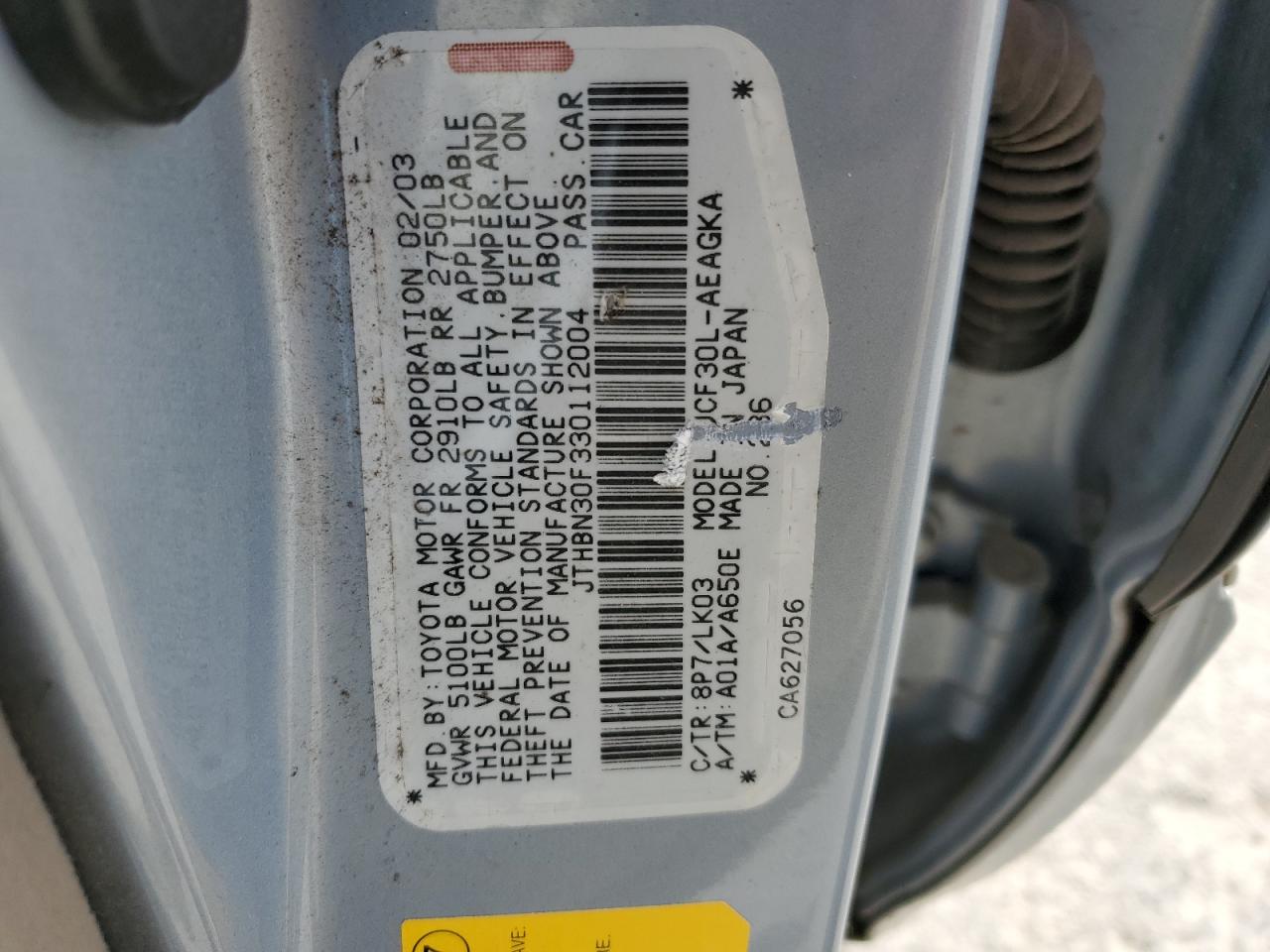 2003 Lexus Ls430 VIN JTHBN30F330112004 photo 12