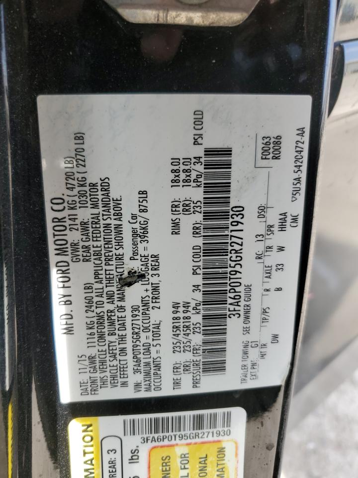 2016 Ford Fusion VIN 3FA6P0T95GR271930 photo 12