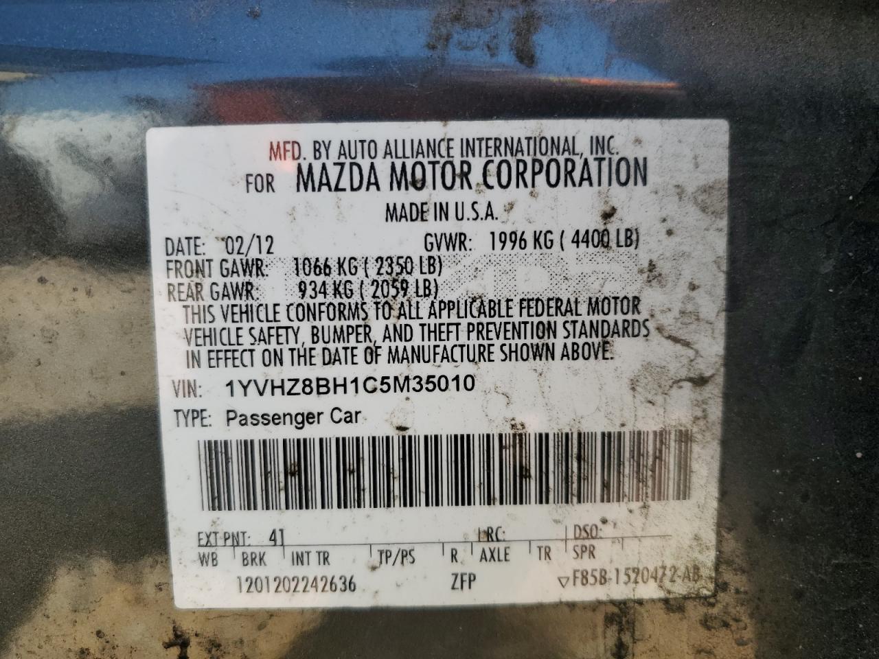 2012 Mazda 6 VIN 1YVHZ8BH1C5M35010 photo 12