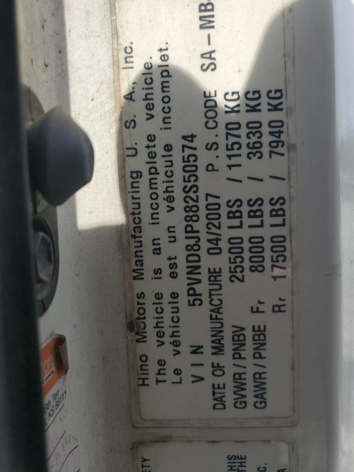 2008 HINO All models VIN 5PVND8JP882S50574 photo 10