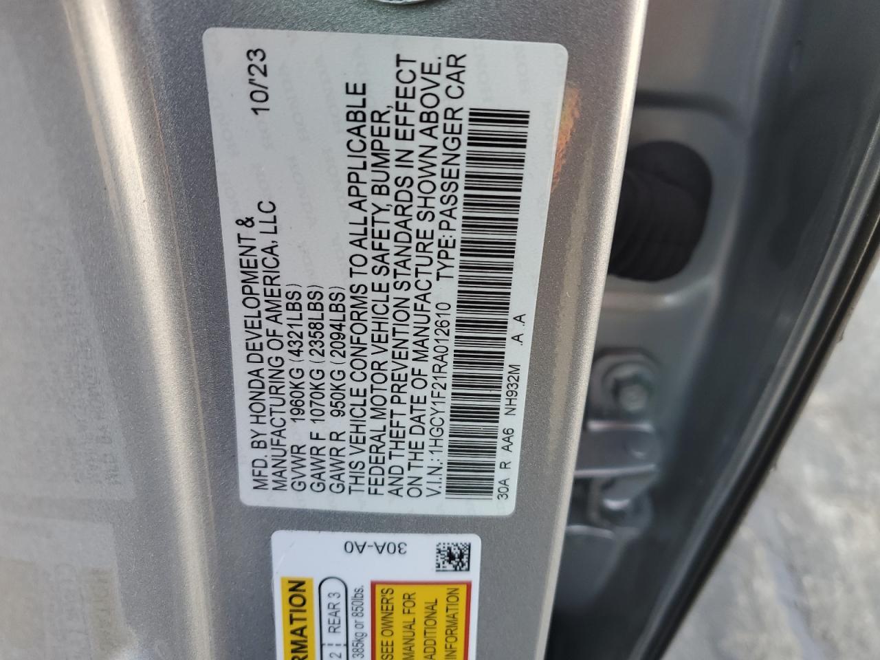 2024 Honda Accord lx VIN 1HGCY1F21RA012610 photo 12