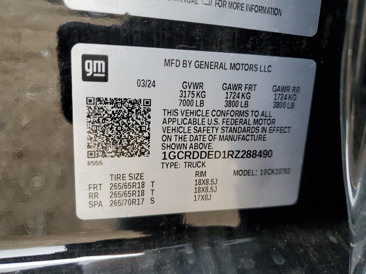 2024 Chevrolet All models VIN 1GCRDDED1RZ288490 photo 12