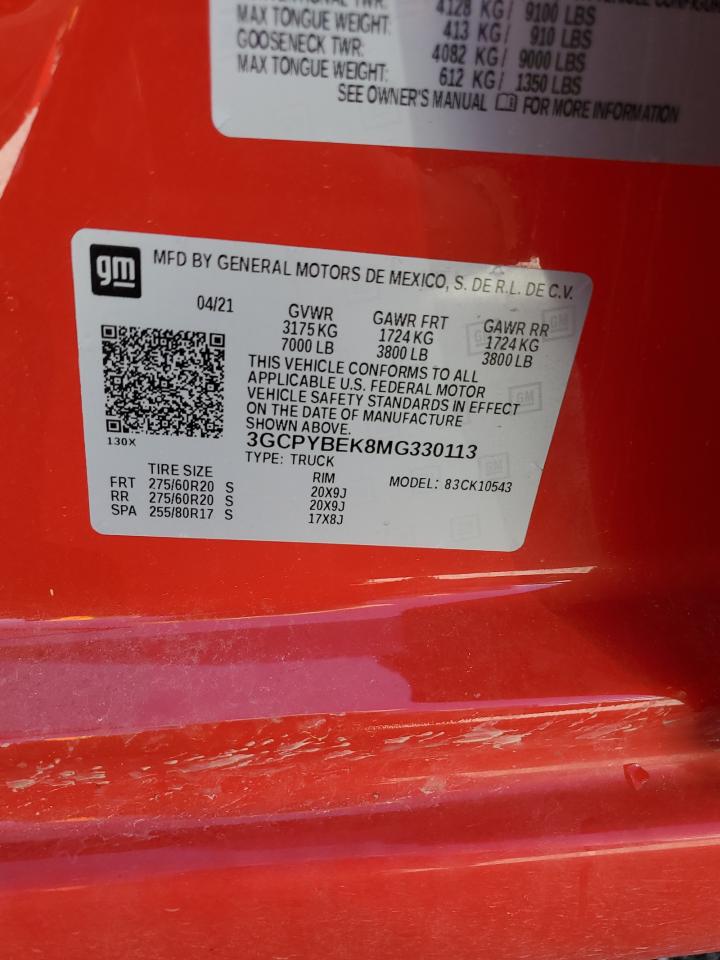 2021 CHEVROLET All models VIN 3GCPYBEK8MG330113 photo 12