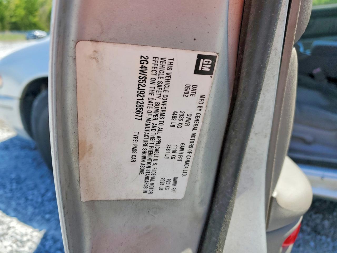 2002 Buick Century VIN 2G4WS52J921285677 photo 12
