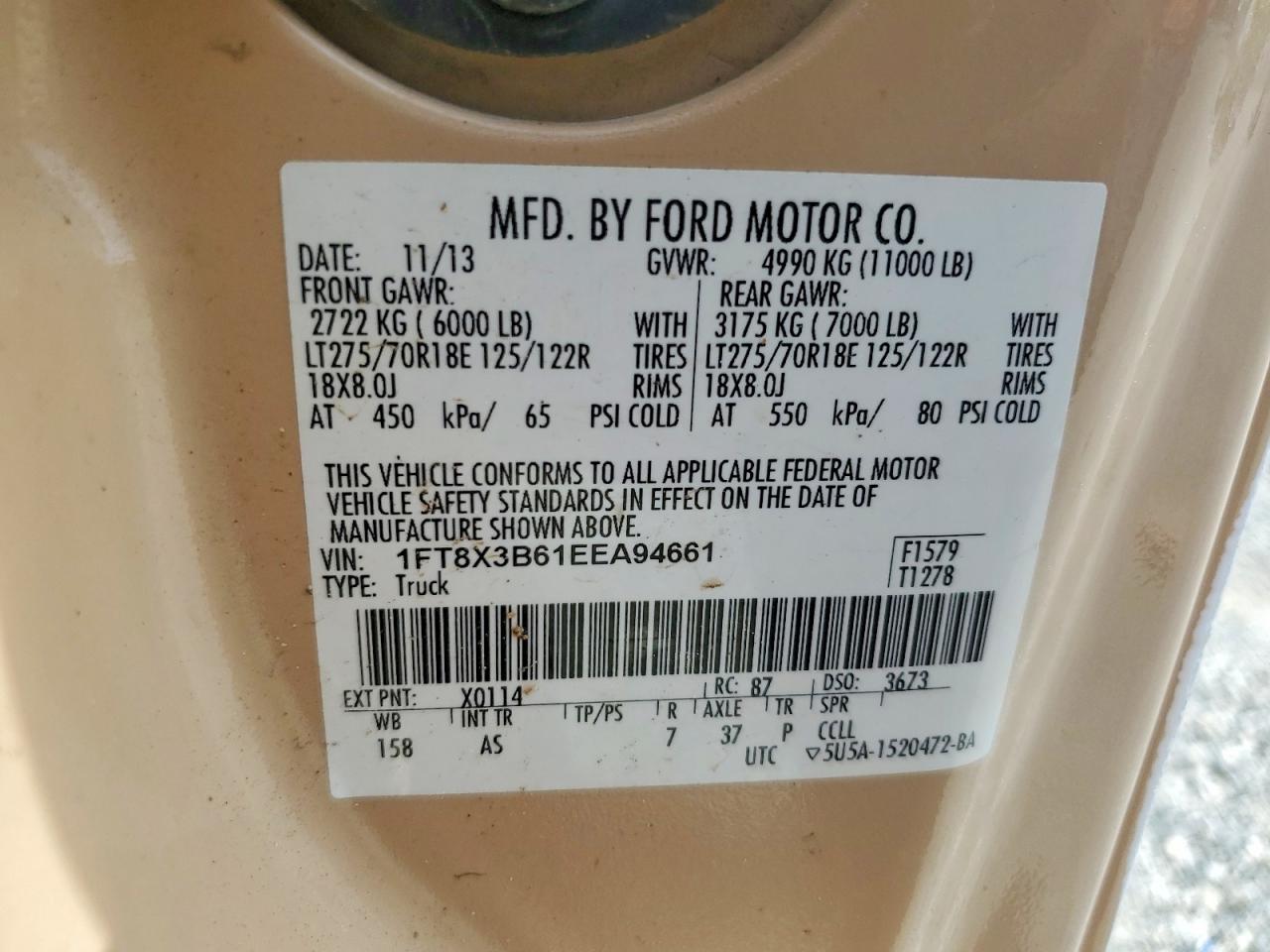 2014 Ford F350 VIN 1FT8X3B61EEA94661 photo 10
