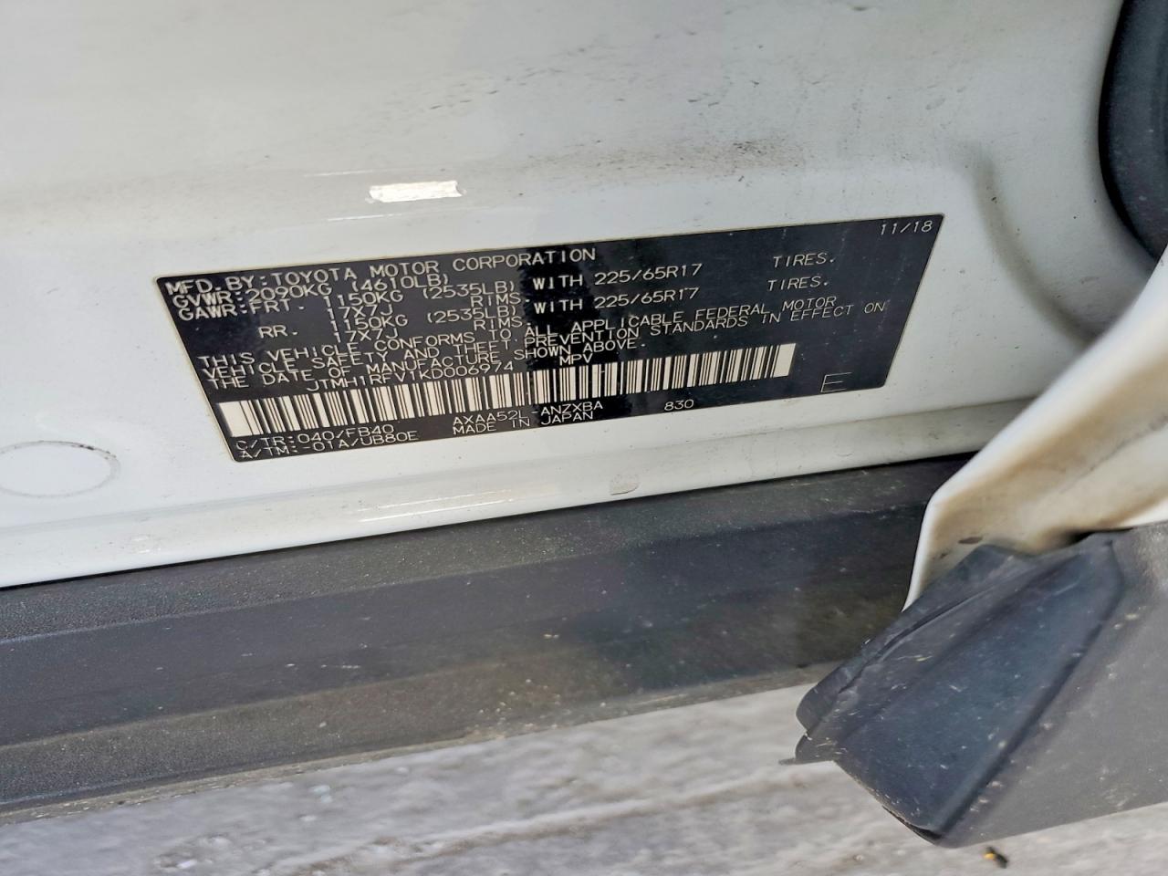 2019 Toyota Rav4 VIN JTMH1RFV1KD006974 photo 12