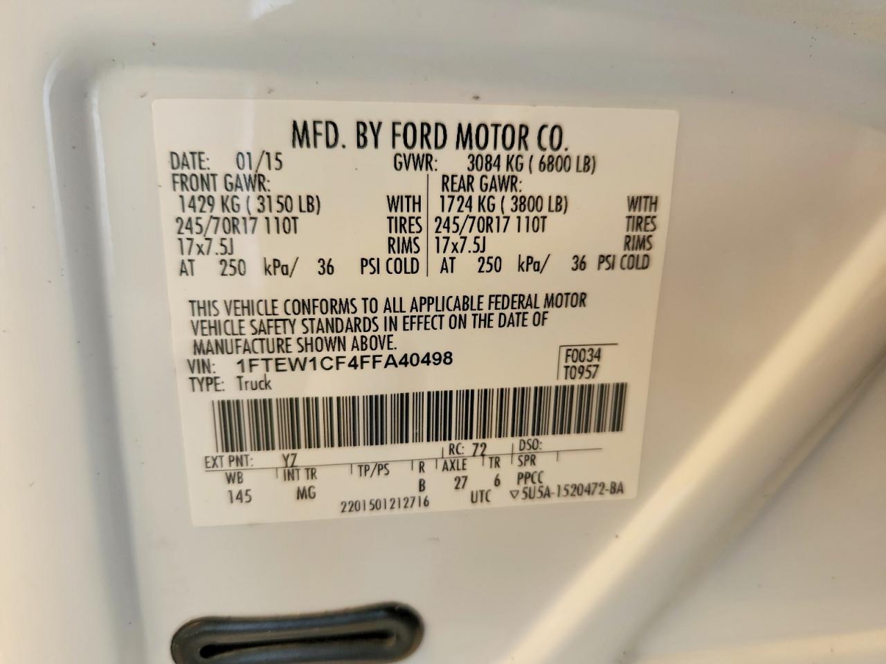 2015 Ford F150 VIN 1FTEW1CF4FFA40498 photo 12
