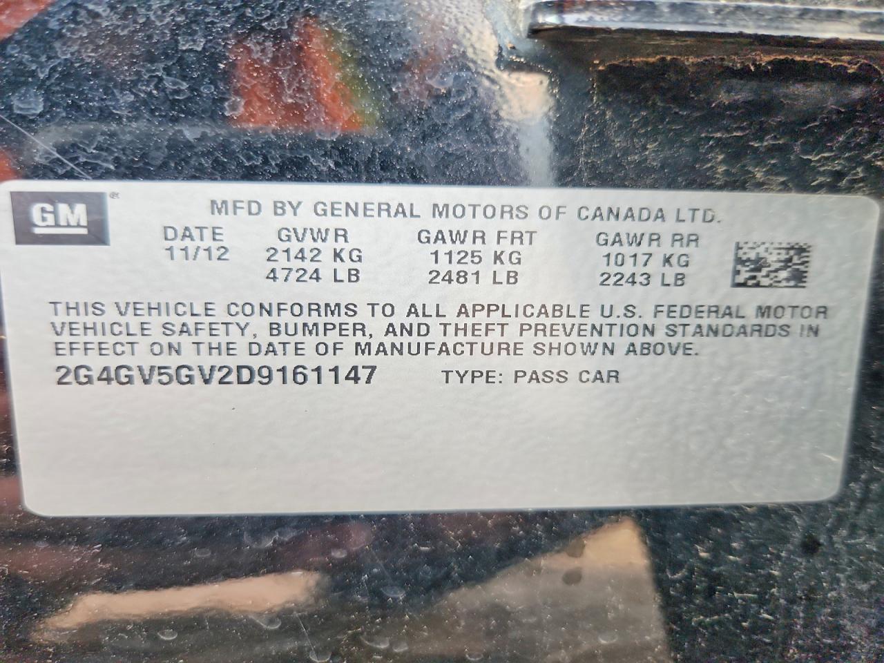 2013 Buick Regal VIN 2G4GV5GV2D9161147 photo 12