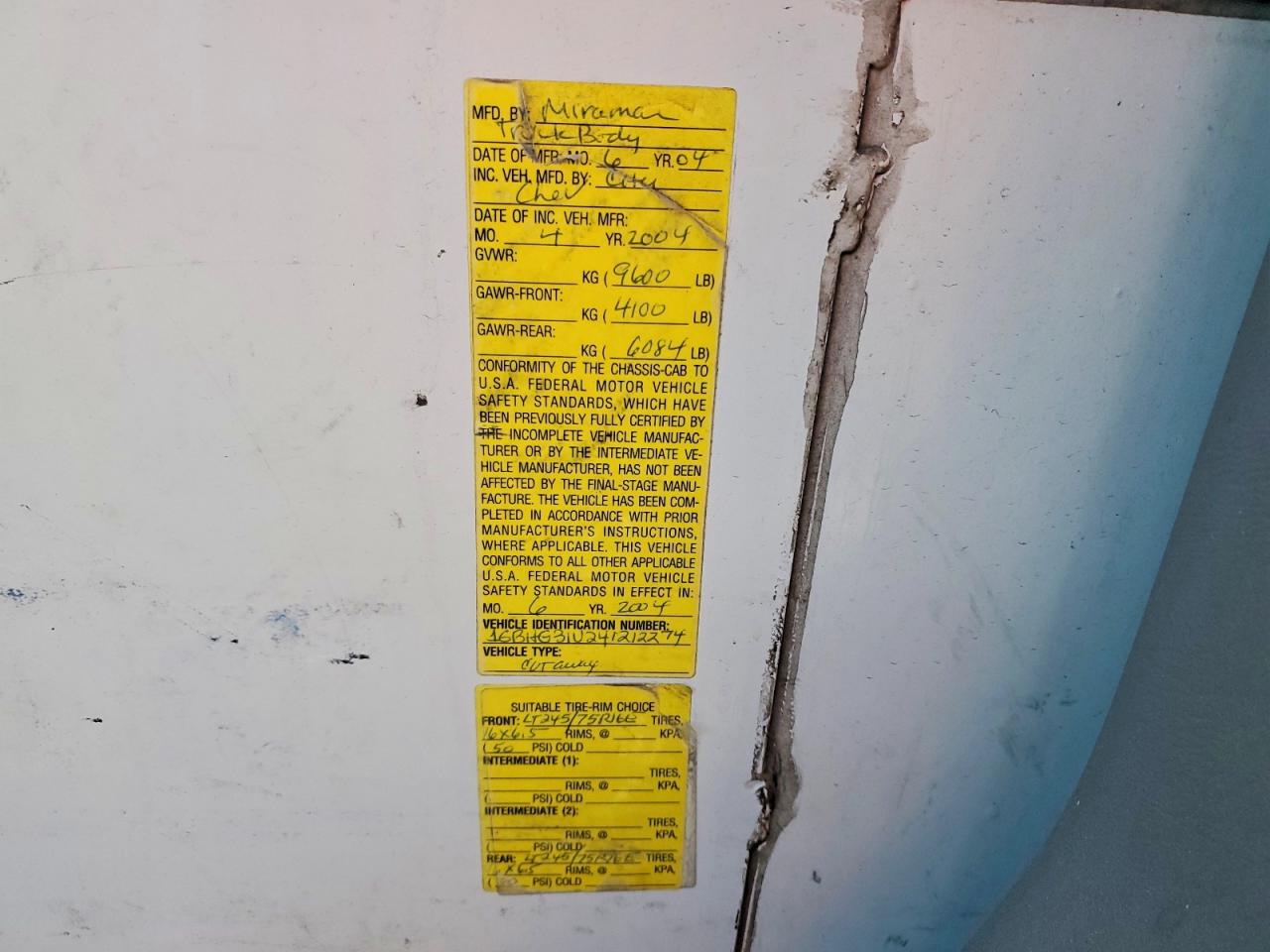 2004 CHEV Express VIN 1GBHG31U241212274 photo 12