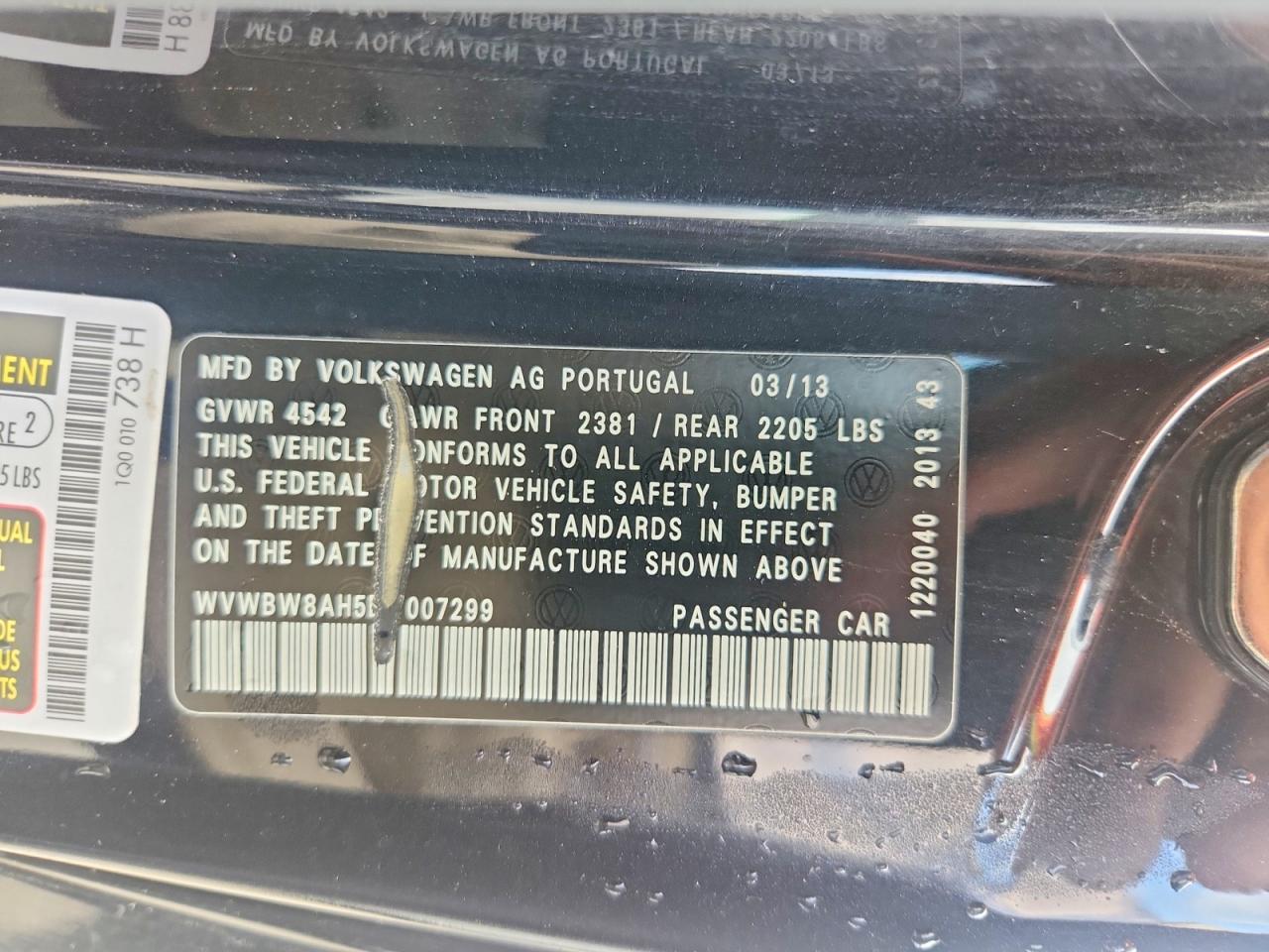 2013 Volkswagen Eos VIN WVWBW8AH5DV007299 photo 12