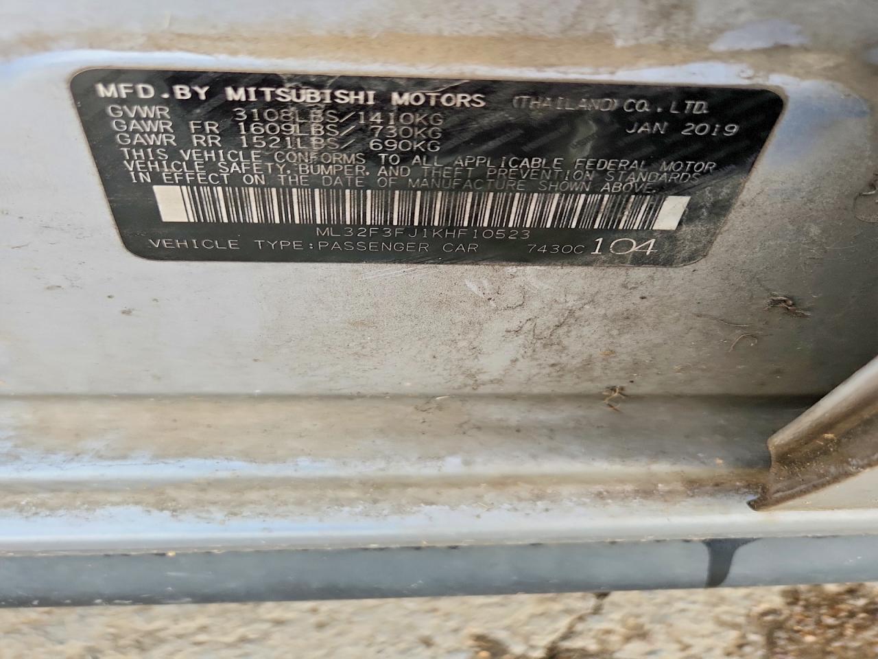 2019 Mitsubishi Mirage VIN ML32F3FJ1KHF10523 photo 12