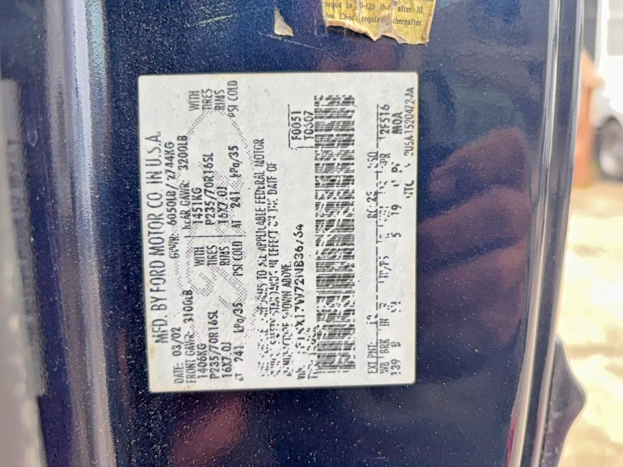 2002 Ford F150 VIN 1FTRX17W72NB36764 photo 11