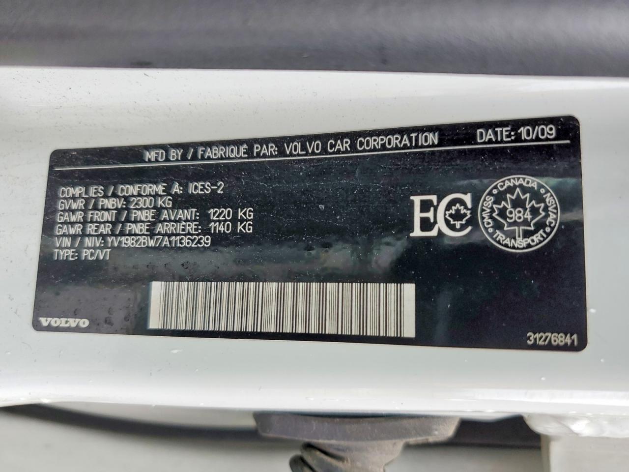 2010 VOLV V70 VIN YV1982BW7A1136239 photo 12