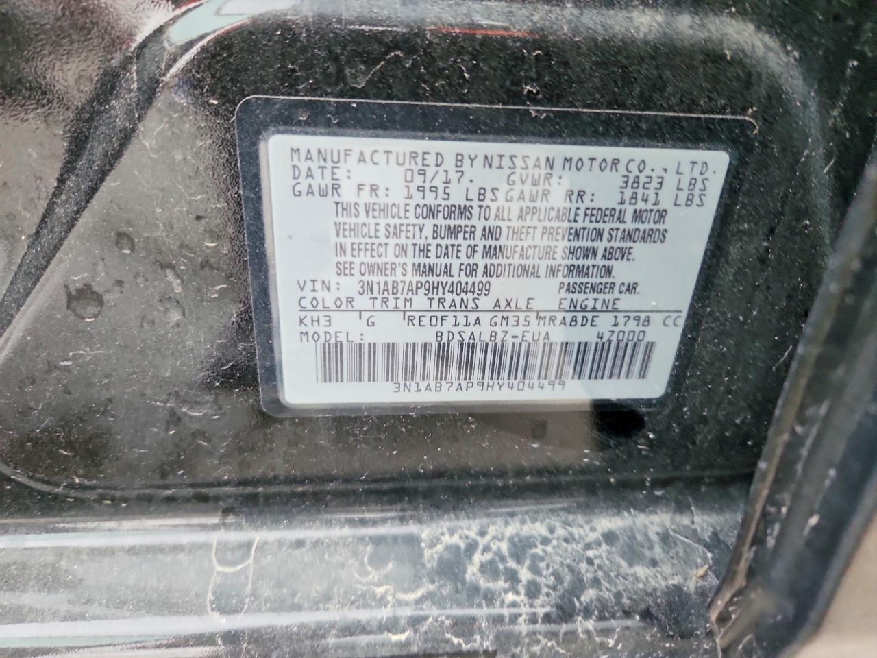 2017 NISS Sentra VIN 3N1AB7AP9HY404499 photo 12