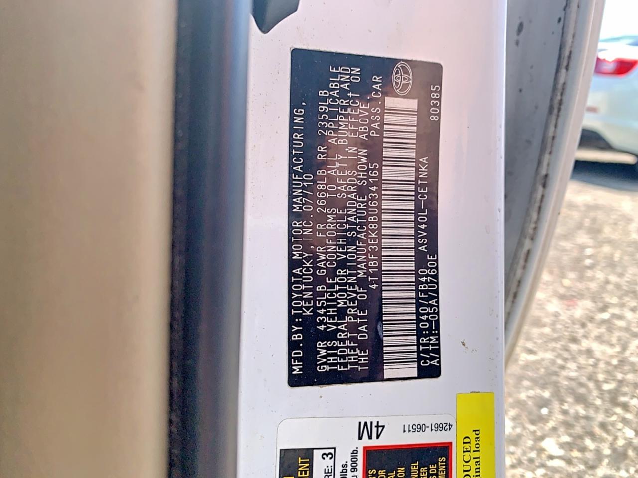 2011 Toyota Camry VIN 4T1BF3EK8BU634165 photo 10