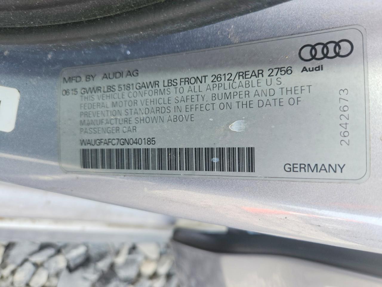 2016 Audi A6 VIN WAUGFAFC7GN040185 photo 12
