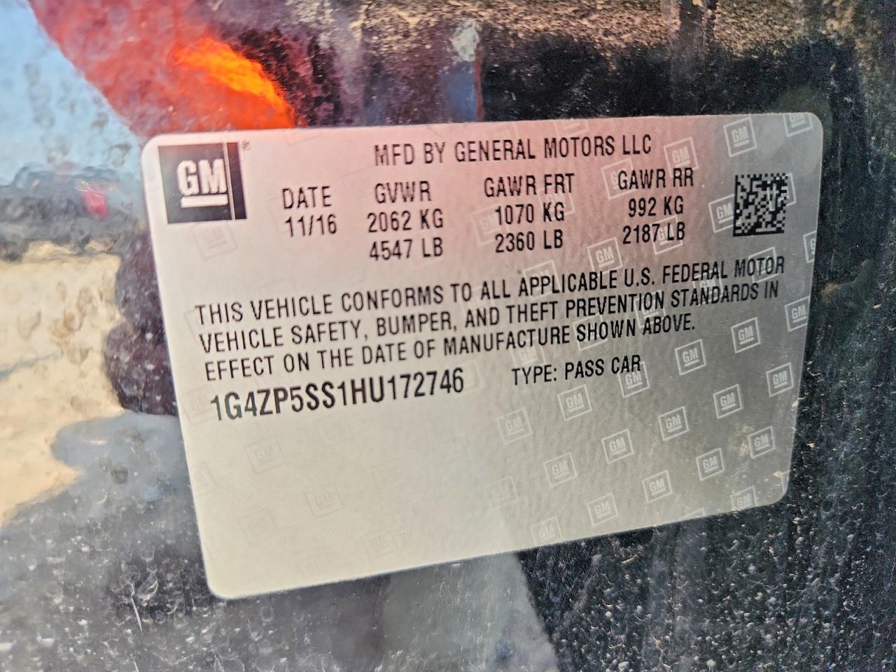 2017 Buick Lacrosse VIN 1G4ZP5SS1HU172746 photo 12