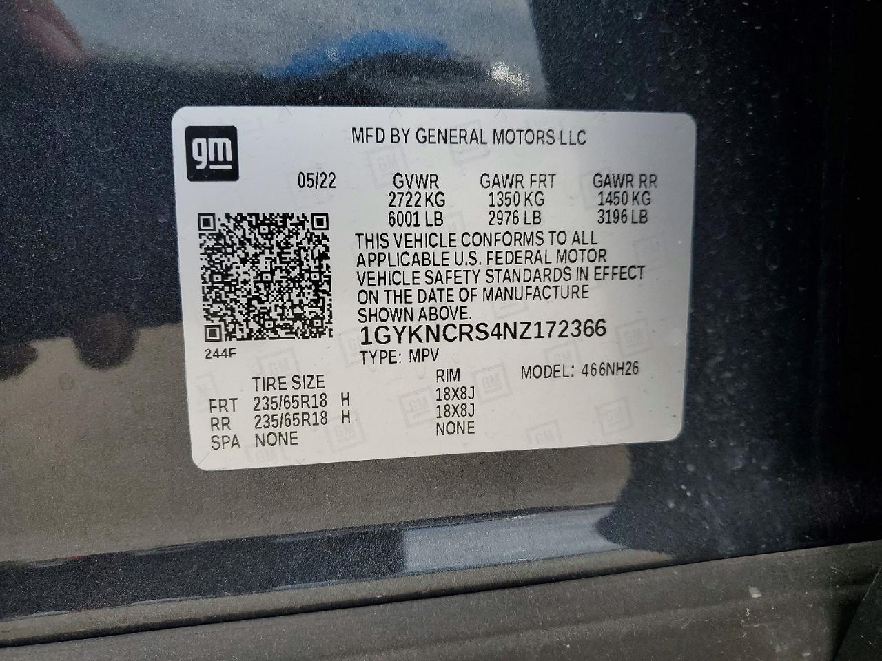 2022 CADILLAC Xt5 VIN 1GYKNCRS4NZ172366 photo 12
