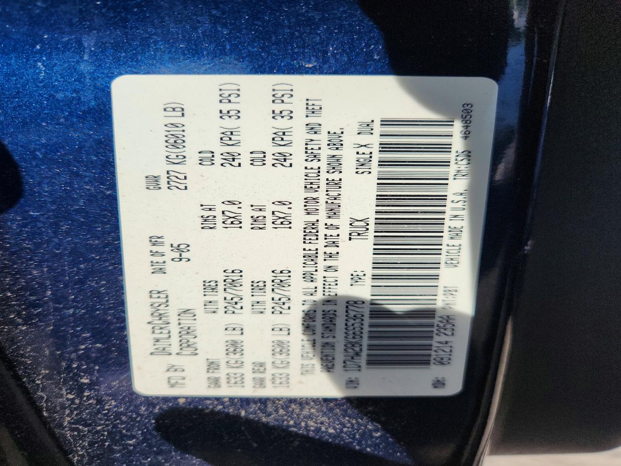 2006 DODGE Dakota VIN 1D7HW28K66S536778 photo 12