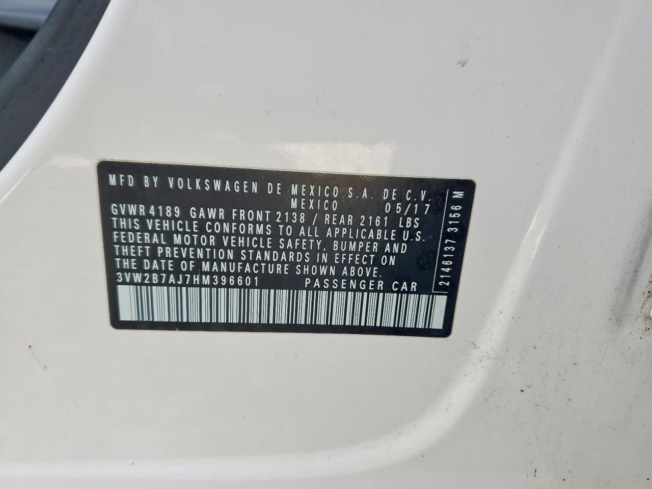2017 Volkswagen Jetta VIN 3VW2B7AJ7HM396601 photo 12