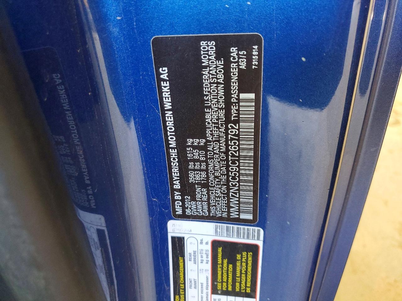 2012 Mini Cooper Base VIN WMWZN3C59CT265792 photo 12