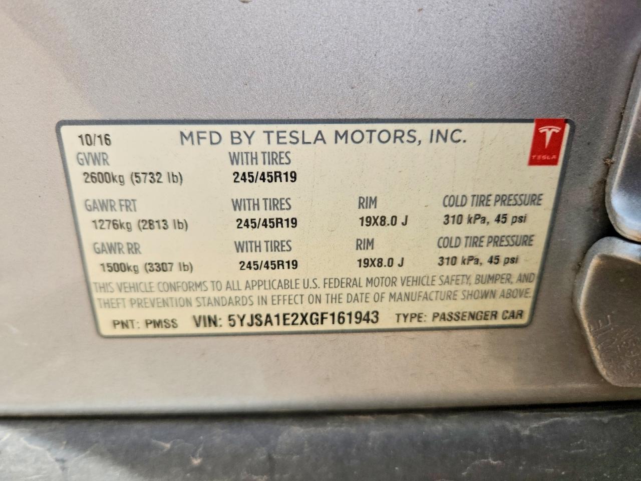 2016 Tesla Model s VIN 5YJSA1E2XGF161943 photo 12