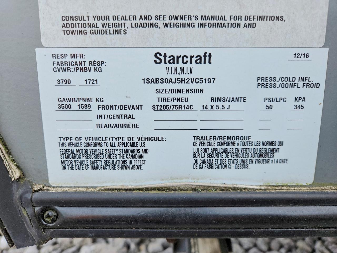 2017 STARCRAFT All models VIN 1SABS0AJ5H2VC5197 photo 10
