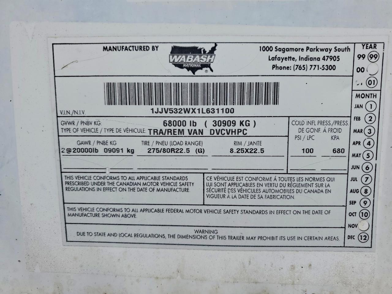 2001 WABASH All models VIN 1JJV532WX1L631100 photo 10