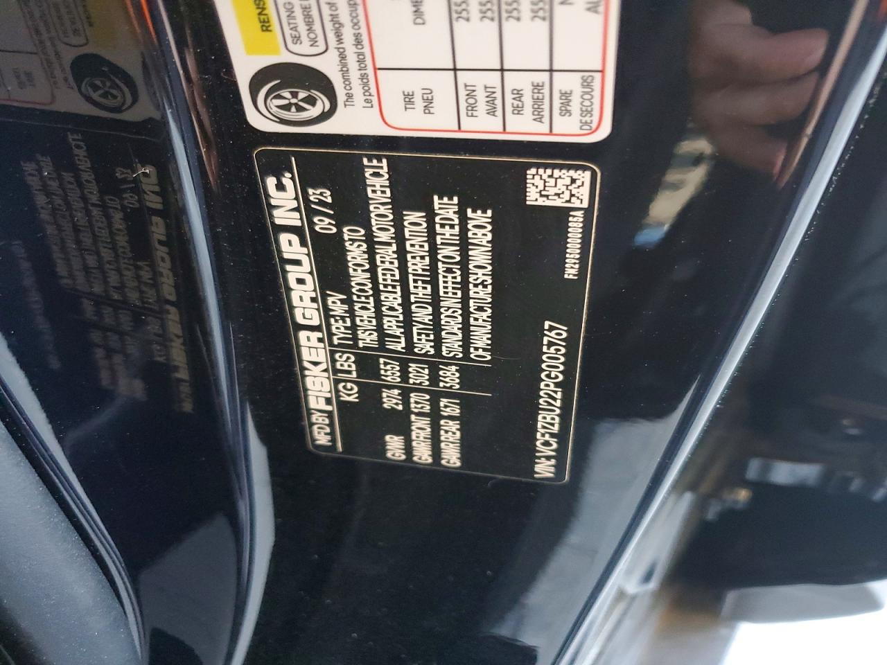 2023 FISKER All other VIN VCF1ZBU22PG005767 photo 12