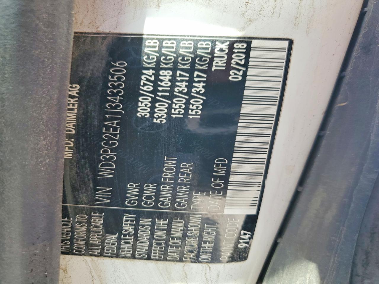 2018 Mercedes-Benz Metris VIN WD3PG2EA1J3433506 photo 12