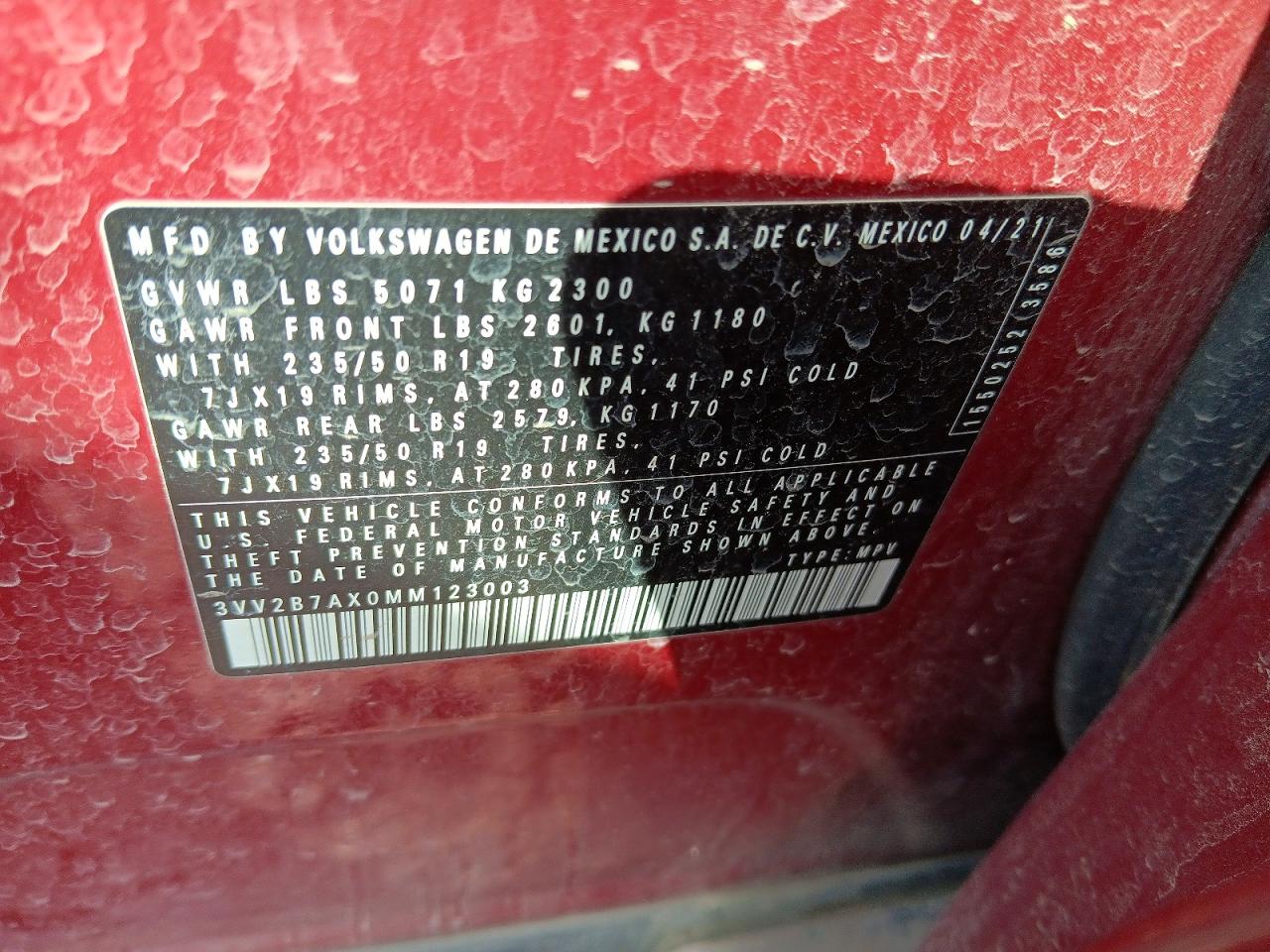 2021 Volkswagen Tiguan VIN 3VV2B7AX0MM123003 photo 12
