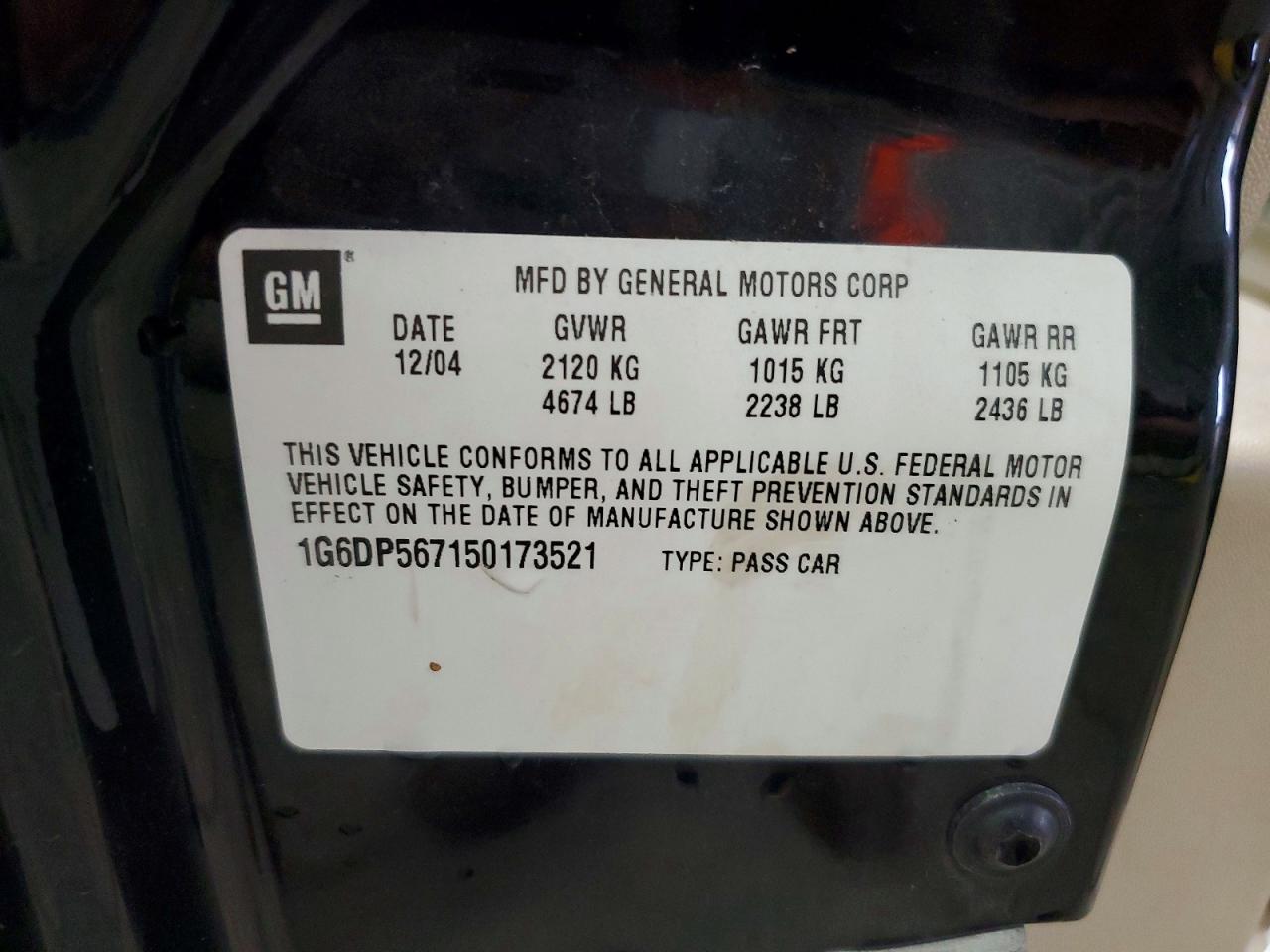 2005 Cadillac Cts VIN 1G6DP567150173521 photo 12